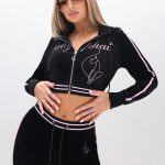 VelvetVibe Women’s Embroidered Cropped Hoodie
