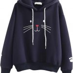 Women's Hoodie Sweatshirt Pullover Cat Print Lightweight Tops Casual Long Sleeve Tunic Blouses Shirts with Hood