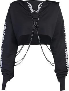 NightRift Gothic Crop Hoodie