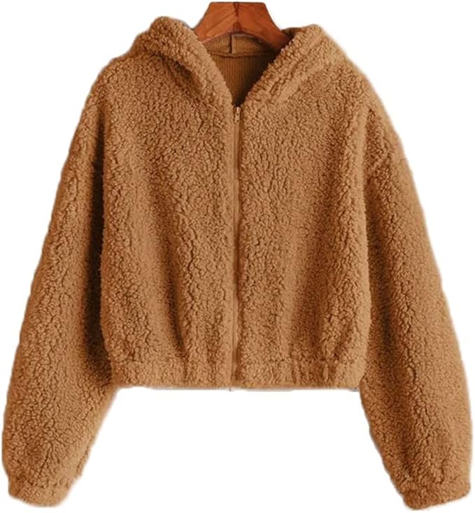 FurLuxe Women’s Cropped Zip-Up Hoodie