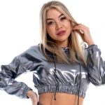 GlimmerSkin Women’s Metallic Cropped Hoodie