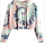 VibeTie Women’s Long Sleeve Tie-Dye Crop Hoodie