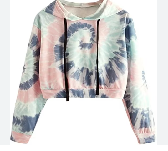 VibeTie Women’s Long Sleeve Tie-Dye Crop Hoodie