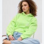 GAP Glow Women’s Cropped Fleece Hoodie – Neon Green